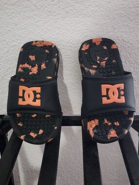 DC Slide Sandals in Black and Orange